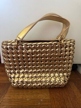 Themoire NEW Woven Metallic Gold Mini Tote Bag
